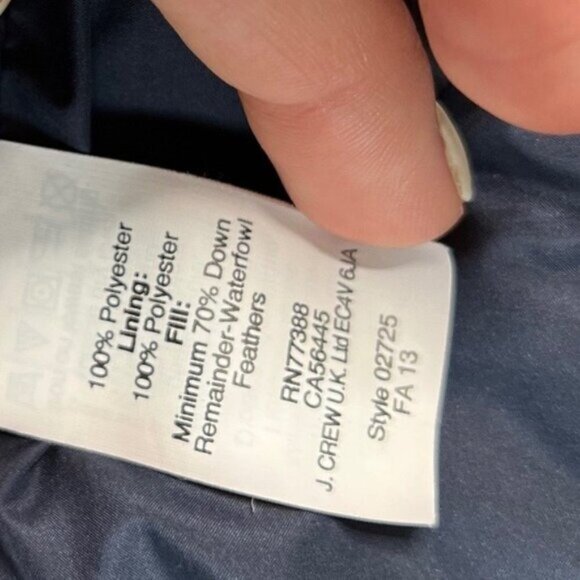 J. Crew Excursion Quilted Down Filled Puffer Vest Size XXS Navy Blue - Picture 7 of 11